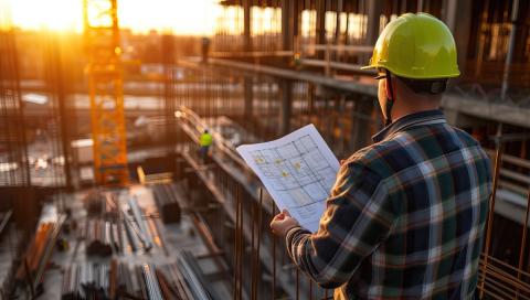 Engineer or architect with blueprint at construction site by Murnifine Creative | Lightstock | Used by Permission